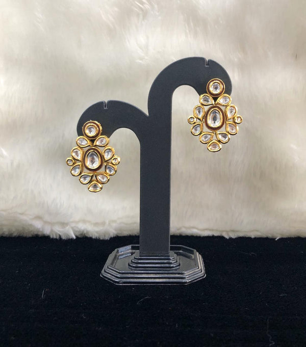 I Jewels Gold Plated Round Kundan Pearl Meena Work Handcraft Stud Earring  for Women (E2878B) : Amazon.in: Fashion